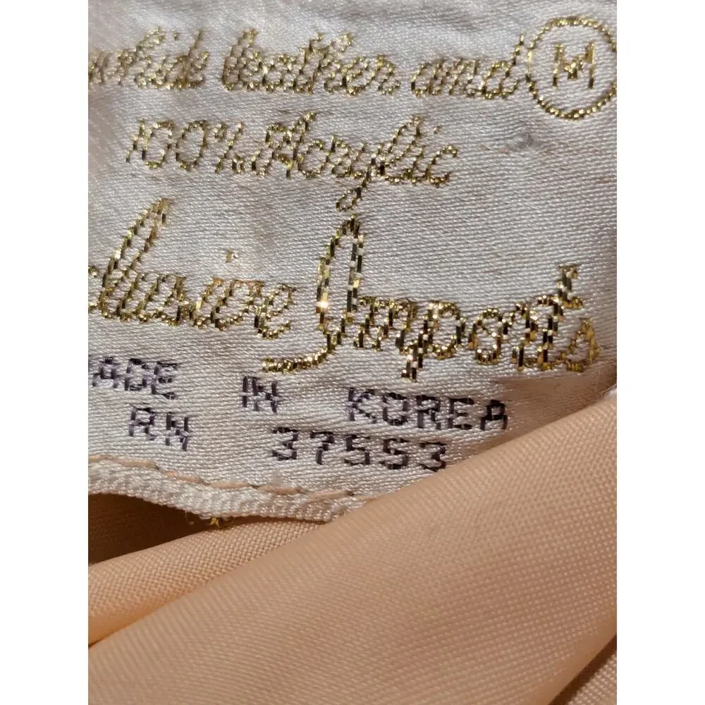 Vintage 70s Exclusive Imports Tan Leather Crochet Jacket Boho Hippy SZ M Korea - Picture 12 of 12